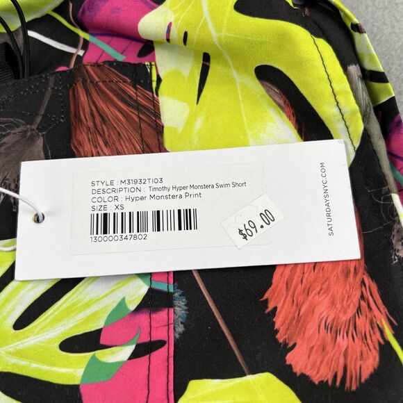 Saturdays NYC Timothy Hyper Monstera Print 7” Inseam Swim Short Men’s Size XS - Picture 10 of 16